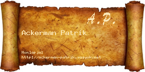 Ackerman Patrik névjegykártya
